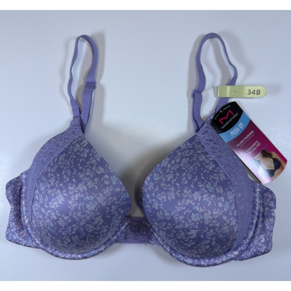 Maidenform Love the Lift Bra 09428 Underwire Push Up Padded Purple 34B NWT